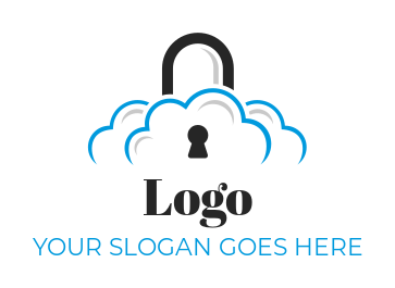 security logo icon lock merged with cloud