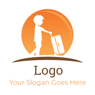 travel logo negative space boy holding luggage