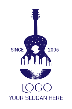 entertainment logo buildings moonlight in guitar 