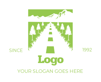 travel logo driveway across countryside