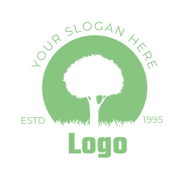 landscape logo tree and grass in circle