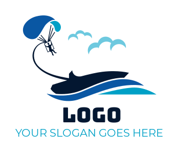 sports logo parasailing with waves