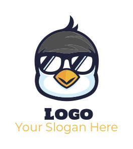 bird logo maker penguin with glasses mascot