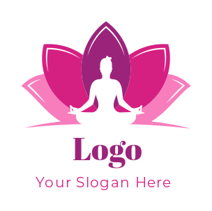spirituality logo icon person in yoga pose in lotus flower
