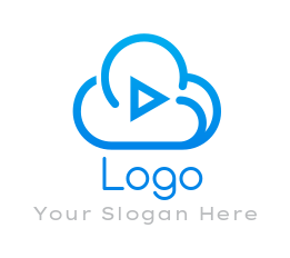 media logo icon play button in clouds - logodesign.net