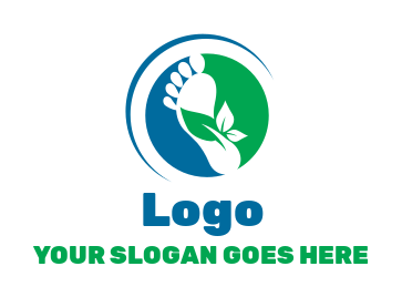 podiatrist footprint with plant logo template