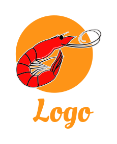 restaurant logo seafood prawn with sun