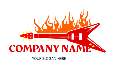entertainment logo rock band guitar on fire