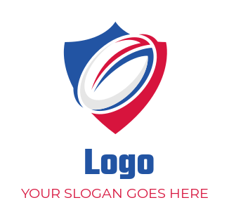 games logo online rugby ball in shield - logodesign.net