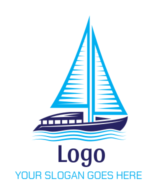 Sail Boat and water waves logo template