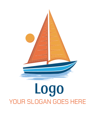 Sail Boat floating with sun logo generator