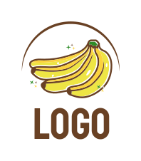food logo icon bananas bunch glowing