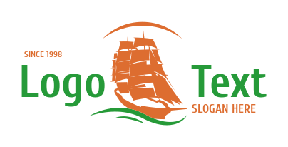 shipping logo ship with sails on waves