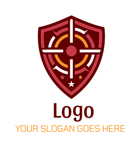 Shooting crosshair shield logo icon 