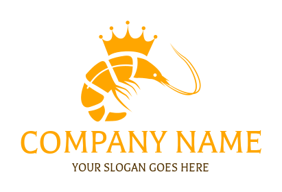 make a restaurant logo shrimp with crown 