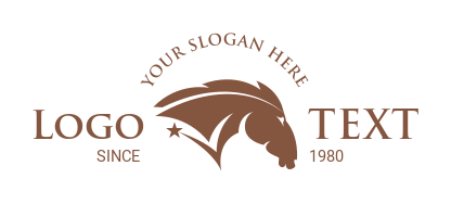 horse riding logo stallion silhouette with star
