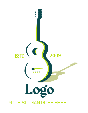 music logo standing guitar with shadow
