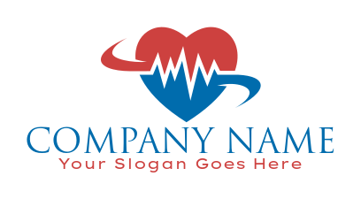 medical logo swoosh around heart with ECG graph