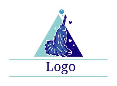 cleaning logo triangle with mop and bubbles