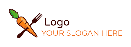Design a logo of vegan carrot with fork in criss cross