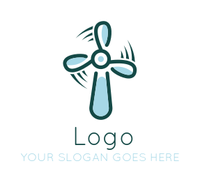 agriculture logo wind mill in curved line art