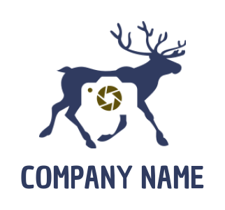 make an animal logo a deer with negative space camera