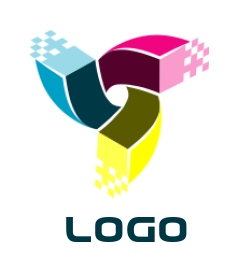 IT logo online of an abstract boxes with pixels
