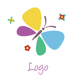arts logo abstract butterfly with the flowers
