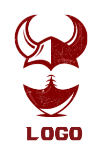 sports logo abstract football and viking helmet