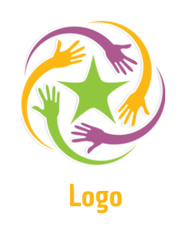 community logo abstract hands around the star
