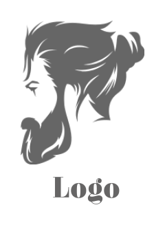 modeling agency logo beard man with hair bun