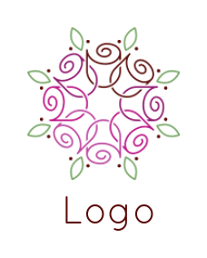 beauty logo icon rose buds with leaves