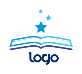 create an education logo open book with stars