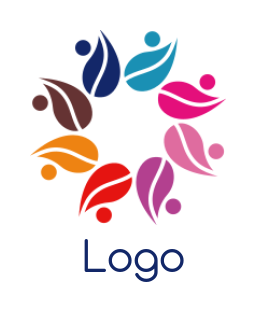 design a community logo abstract people forming rotating leaves - logodesign.net
