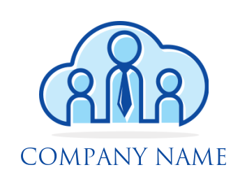 HR logo with abstract people inside the cloud