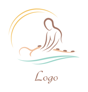 spa logo abstract person doing massage stones