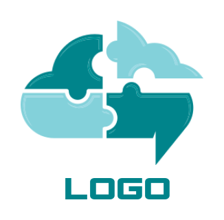 communication logo puzzle cloud in four pieces