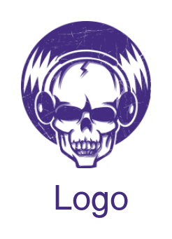 entertainment logo of skull headphones and disc
