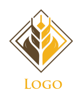 agriculture logo wheat crop leaves in rhombus