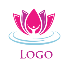 design a spa logo abstract yoga person in lotus flower 