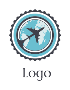 travel logo image airplane and globe in badge - logodesign.net
