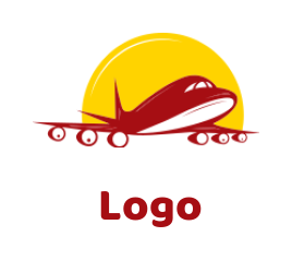 design a travel logo airplane in front of sun