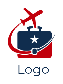 travel logo plane trailing swoosh on briefcase 