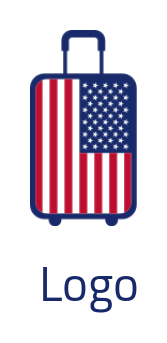Create a travel logo of American flag luggage 