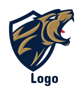 animal logo tiger coming out from sports shield