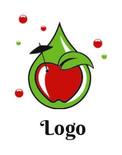 food logo icon apple inside water drop - logodesign.net