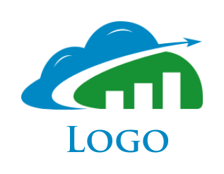 finance logo online arrow over bars in cloud - logodesign.net