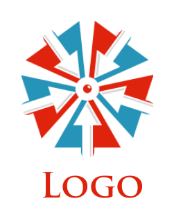 trader logo icon arrows towards center of pentagon - logodesign.net