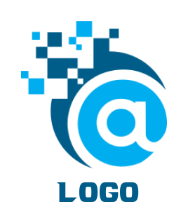 internet logo with at symbol with pixel circle