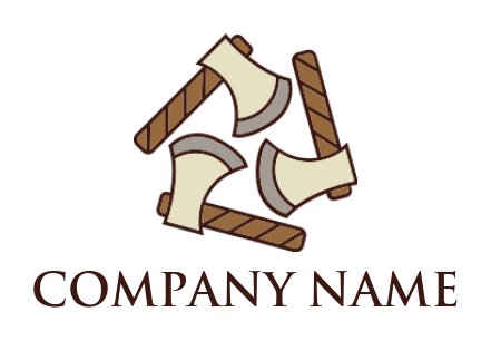 lumber logo icon axes with wooden handles - logodesign.net